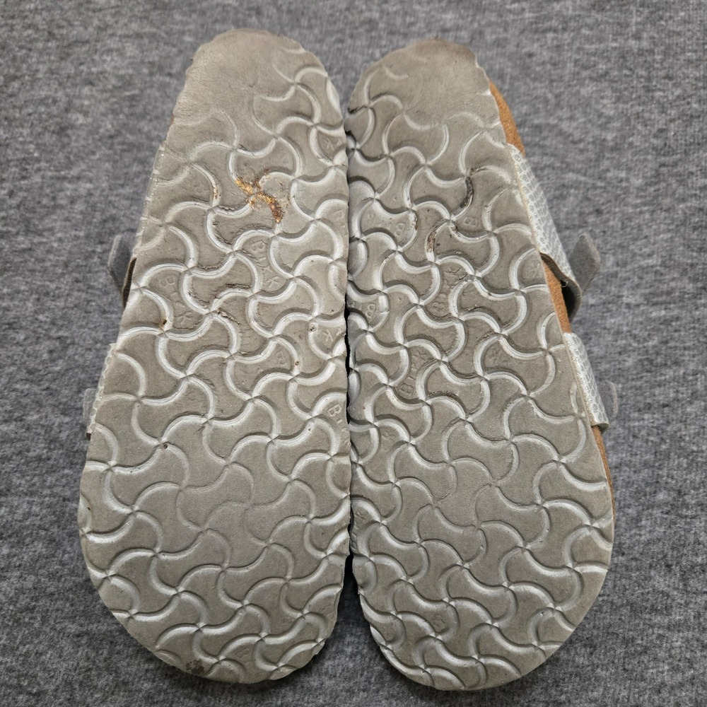 Birkenstock Mayari Sandals Women 40 Silver Snake Print Glitter Strappy Comfort - Picture 5 of 11